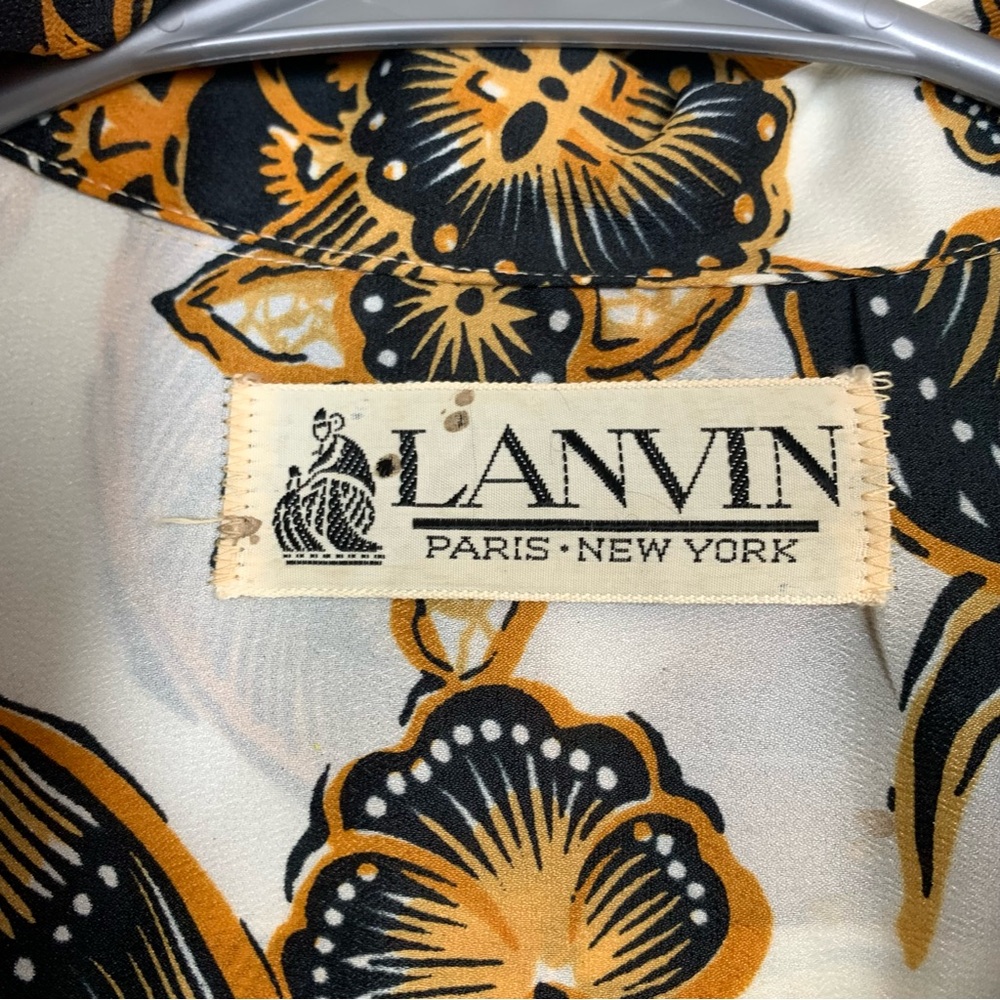 Lanvin vintage all over floral print belted dress with pockets luxury timeless - Picture 2 of 6